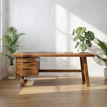 Modern Writing Desk with Drawers Minimal Home Office Desk Wooden Style Workstation Table