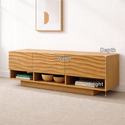 Modern Solid Wood Console Table, Minimalist Oak Media Console Cabinet with Storage Shelves Kitchnce