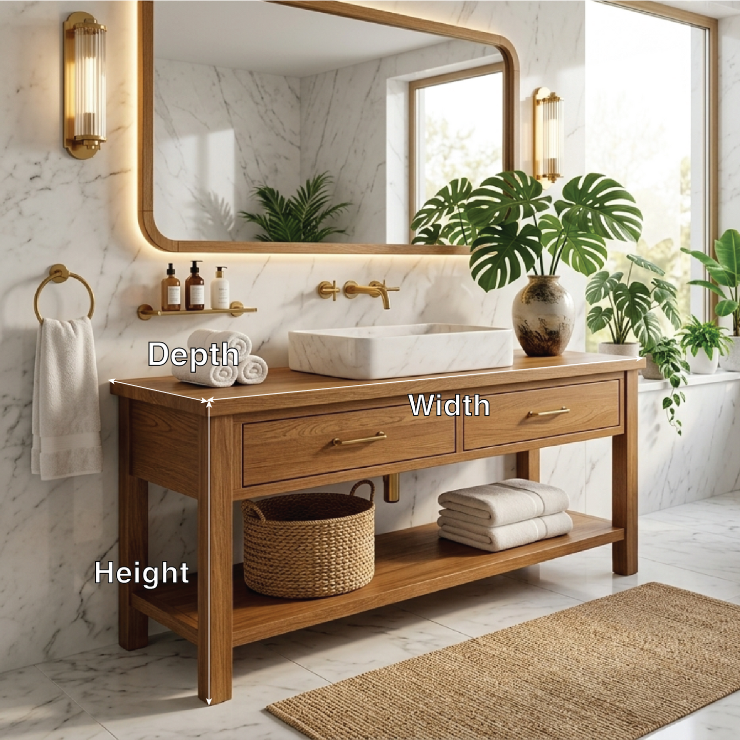 Luxury Wooden Bathroom Vanity - Modern Design with Sink Kitchnce