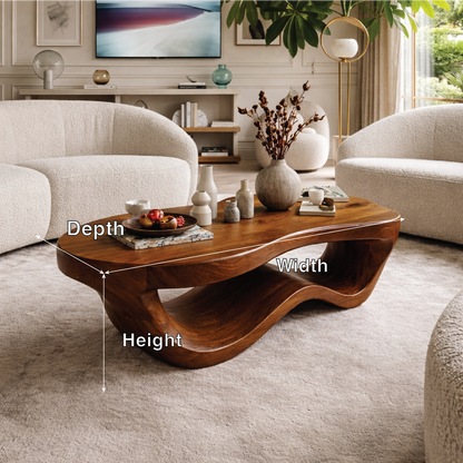 Modern Wooden Coffee Table with Elegant Curved Design