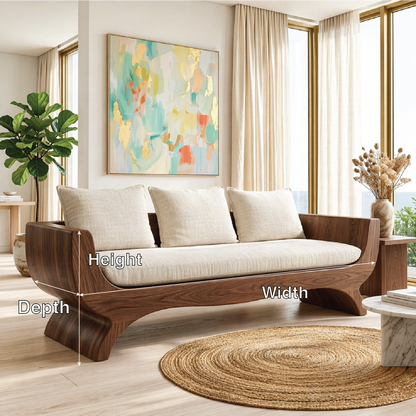 Modern Upholstered Curved Sofa, Sculptural Accent Seating for Elegant Home Interiors