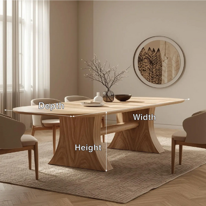 Modern Oval Dining Table Curved Pedestal Base Minimalist Dining Room Table for Home Kitchnce