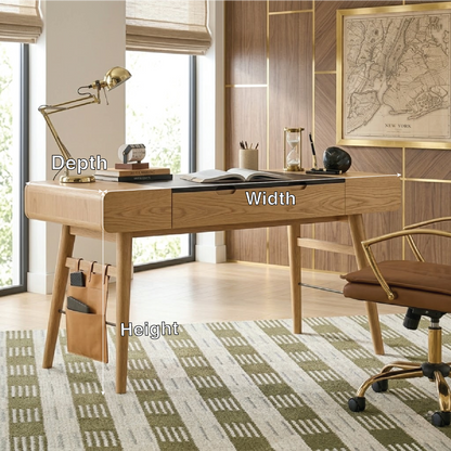 Modern Wooden Work Desk with Drawers and Storage