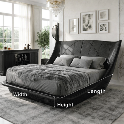 Luxury Curved Wingback Bed Frame, Modern Statement Platform Bedroom Furniture Design