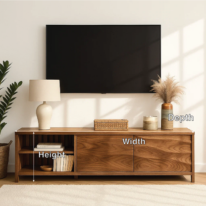 Modern Wood TV Stand With Cabinet and Open Shelf Long Media Console Entertainment Center Kitchnce