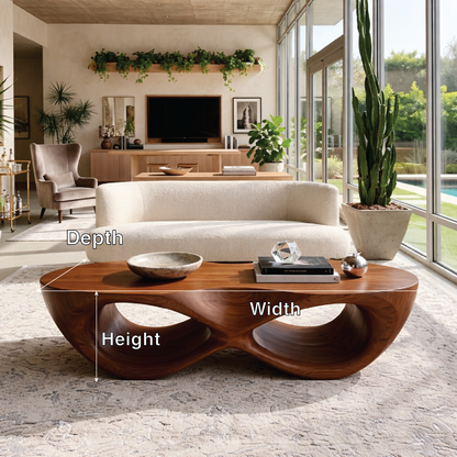 Modern Wooden Coffee Table with Elegant Curved Double Design