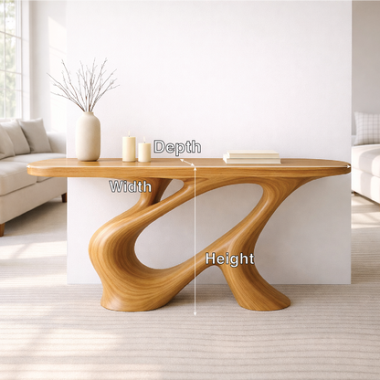 Modern Solid Wood Console Table, Sculptural Organic Base Walnut Entryway Hallway Statement Furniture Kitchnce