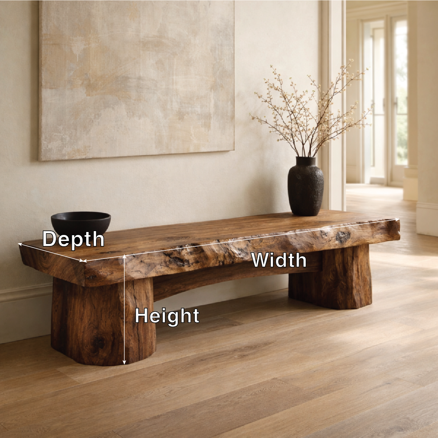 Rustic Entryway Bench Live Edge Hallway Seat Farmhouse Console Style Furniture