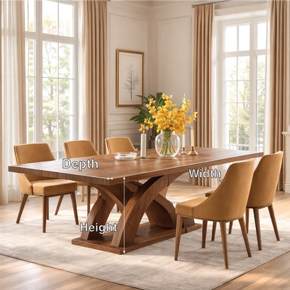 Modern Dining Table Sculptural Curved Base Large Wooden Dining Table for Home Kitchnce