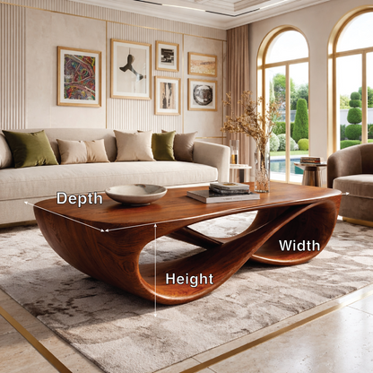 Elegant Wooden Coffee Table with Stylish Curved Design