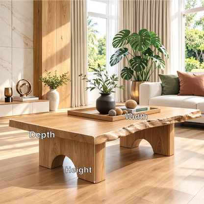 Unique Solid Wood Coffee Table with Artistic Design and Natural Finish Kitchnce