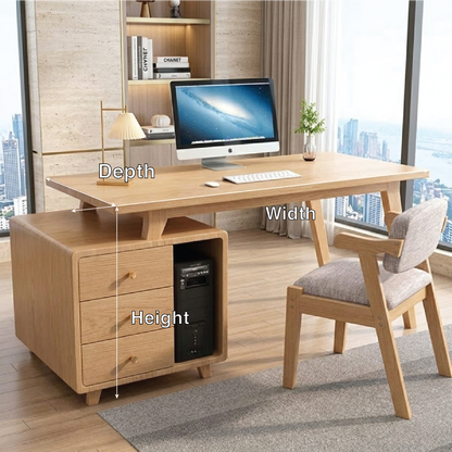 Modern Writing Desk with Drawers and CPU Storage, Home Office Computer Table