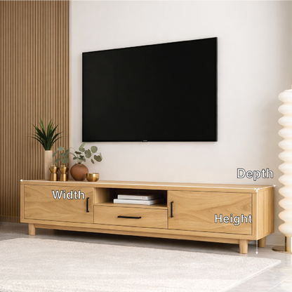 Mid Century Solid Wood TV Stand Wave Front Media Console Modern Entertainment Cabinet Kitchnce