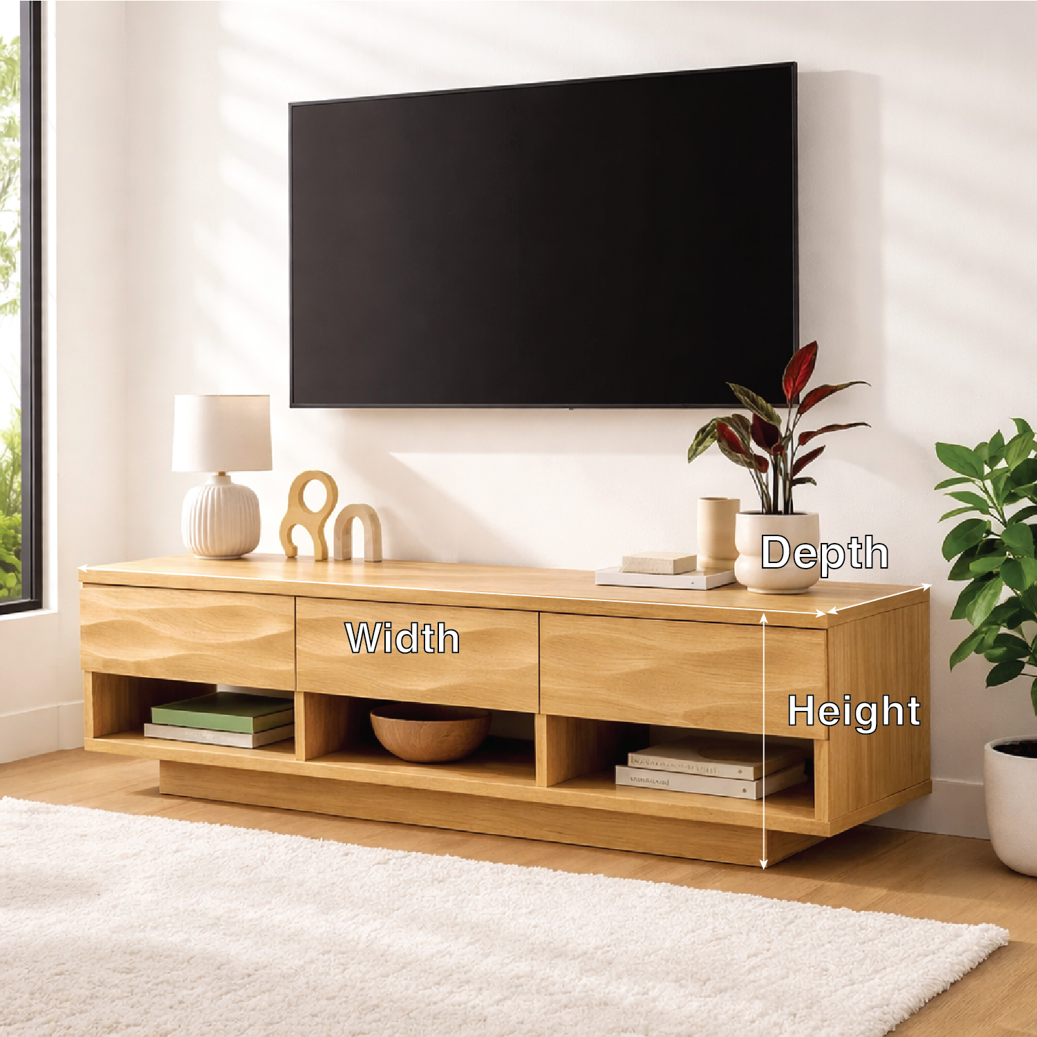 Handcrafted Solid Walnut TV Stand – Modern Wavy Drawer Media Console for Contemporary Homes Kitchnce