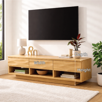 Handcrafted Solid Walnut TV Stand – Modern Wavy Drawer Media Console for Contemporary Homes Kitchnce