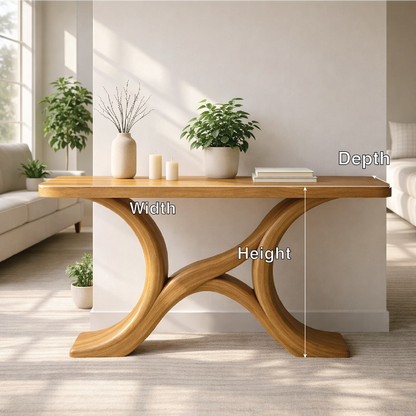 Modern Solid Wood Console Table, Sculptural Curved Base Entryway Hallway Statement Furniture Kitchnce