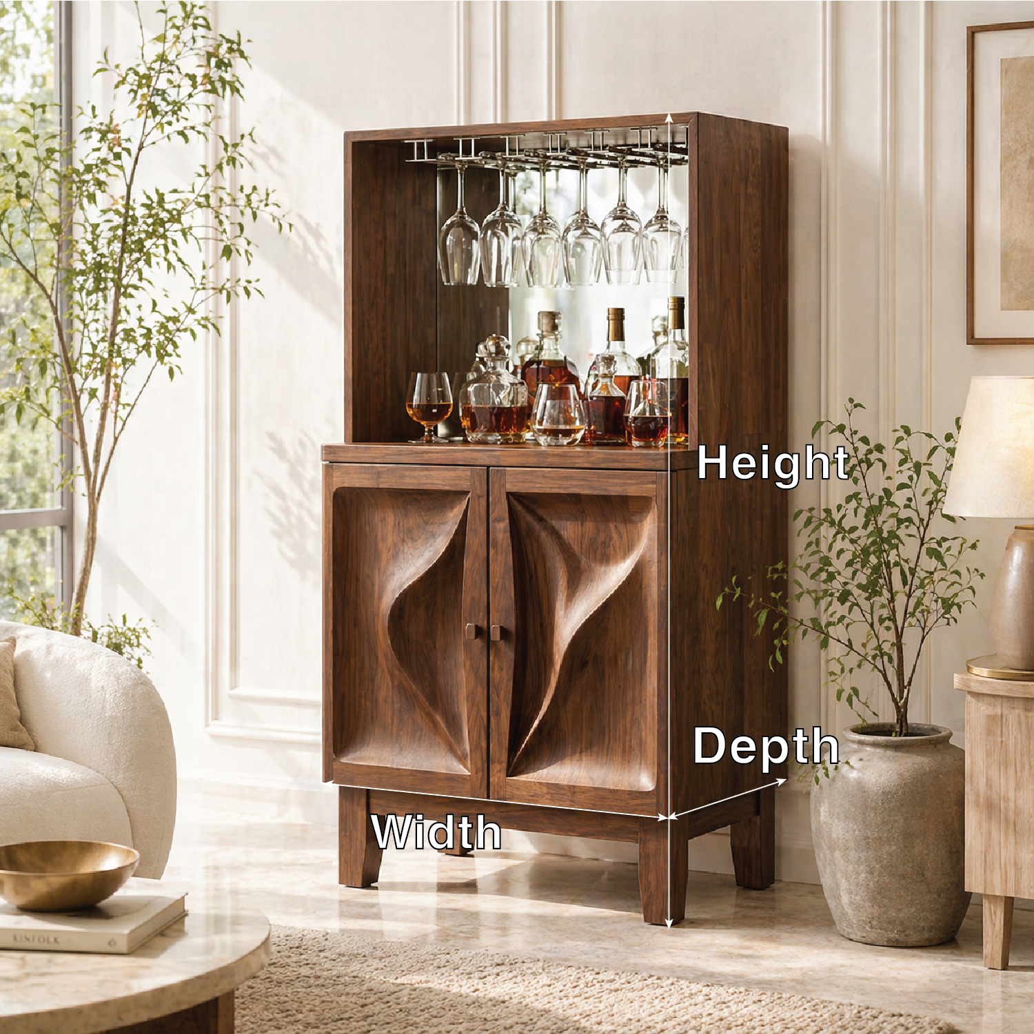 Modern Bar Cabinet Liquor Storage Glass Rack Home Entertaining Display Furniture