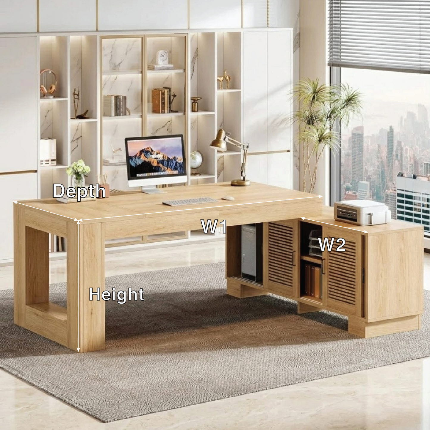 Modern Work Desk with Storage and Sleek Design for Home Office