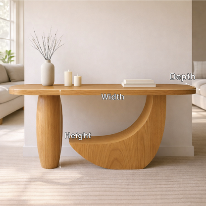 Modern Solid Wood Console Table, Sculptural Curved Base Entryway Hallway Statement Furniture Kitchnce