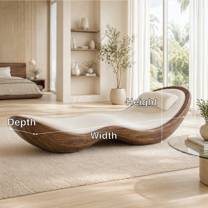 Modern Curved Chaise Lounge Sculptural Daybed with Cushion for Bedroom Decor