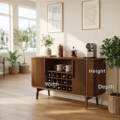 Modern Wine Cabinet Buffet with Bottle Storage and Sliding Door Bar Cabinet