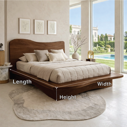 Modern Curved Platform Bed Frame, Minimalist Luxury Bedroom Furniture Design