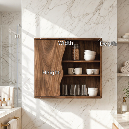 Floating Bathroom Cabinet, Modern Organic Wall Mounted Vanity Storage Shelf Unit