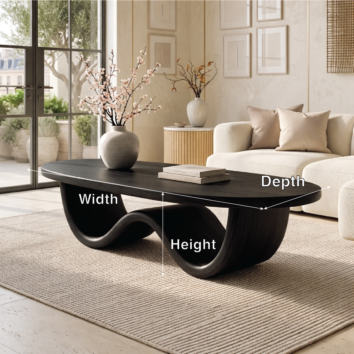 Sculptural Wooden Coffee Table with Elegant Curved Design