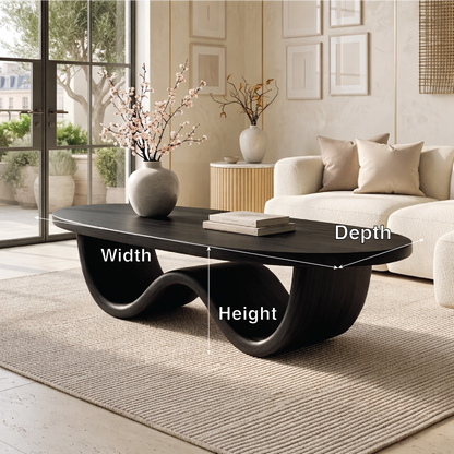 Sculptural Wooden Coffee Table with Elegant Curved Design