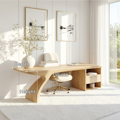 Modern Executive Writing Desk with Storage Shelf Home Office Work Table Unique Design