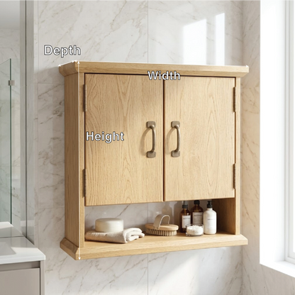 Floating Bathroom Cabinet, Wall Mounted Double Door Vanity Storage Organizer Shelf