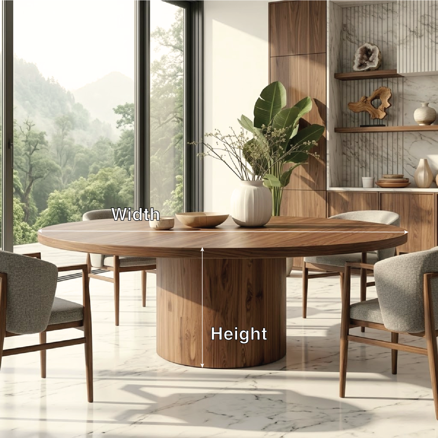 Round Dining Table Pedestal Base Modern Dining Room Table Large Kitchen Table Furniture