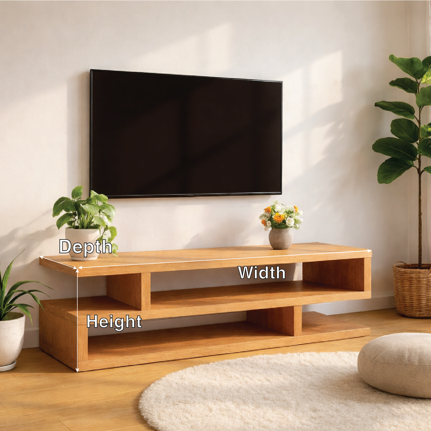 Minimalist Wood TV Stand Long Modern Media Console Low Profile Entertainment Center Kitchnce