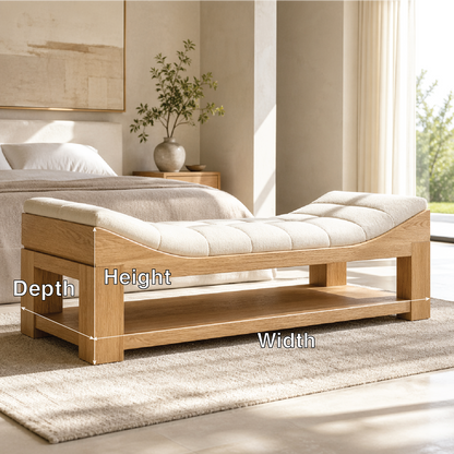 Modern Upholstered Daybed Bench with Storage Shelf for Bedroom Lounge Decor