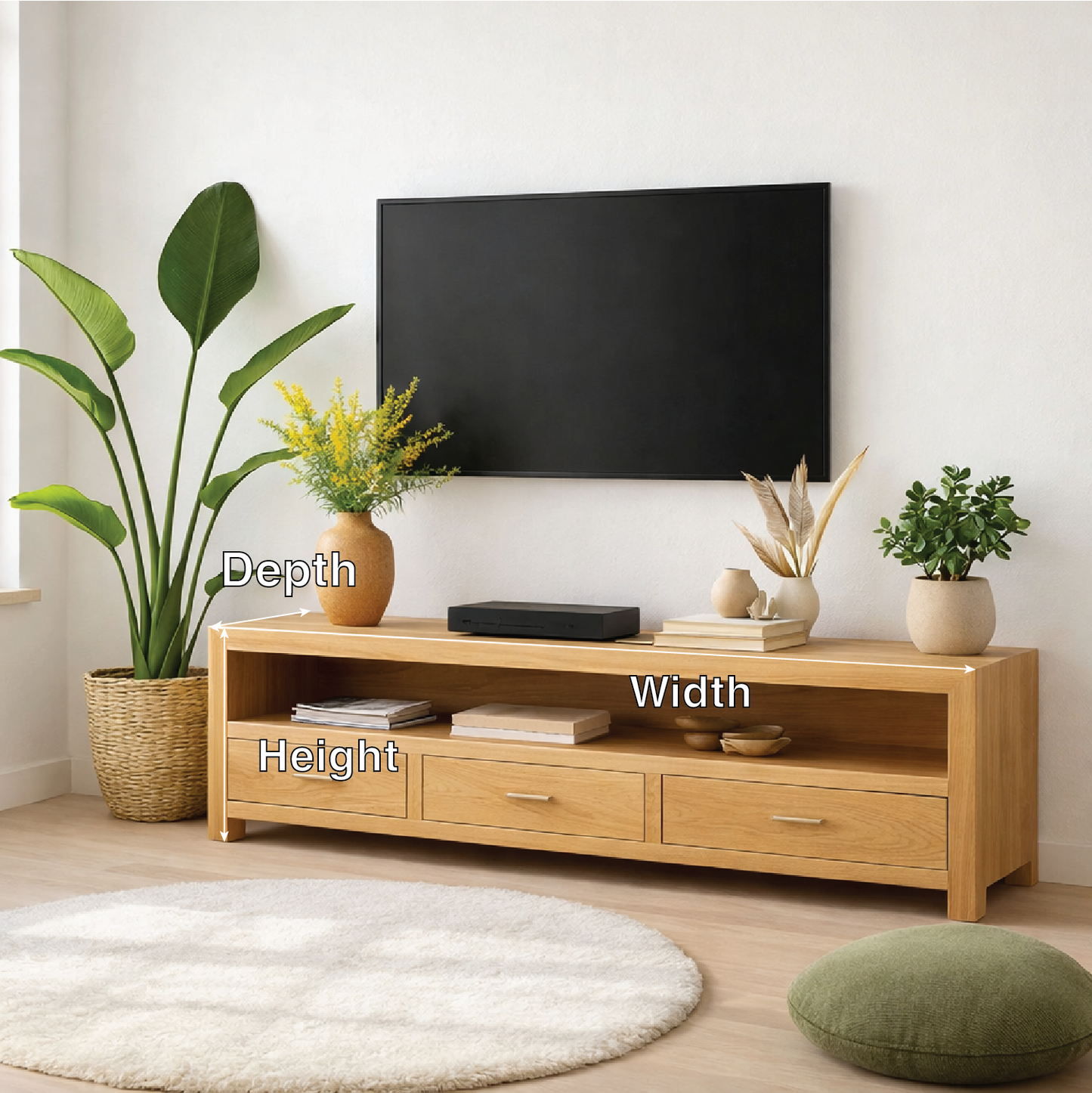 Mid Century Solid Wood TV Stand Modern Media Console Long Entertainment Center Cabinet Kitchnce