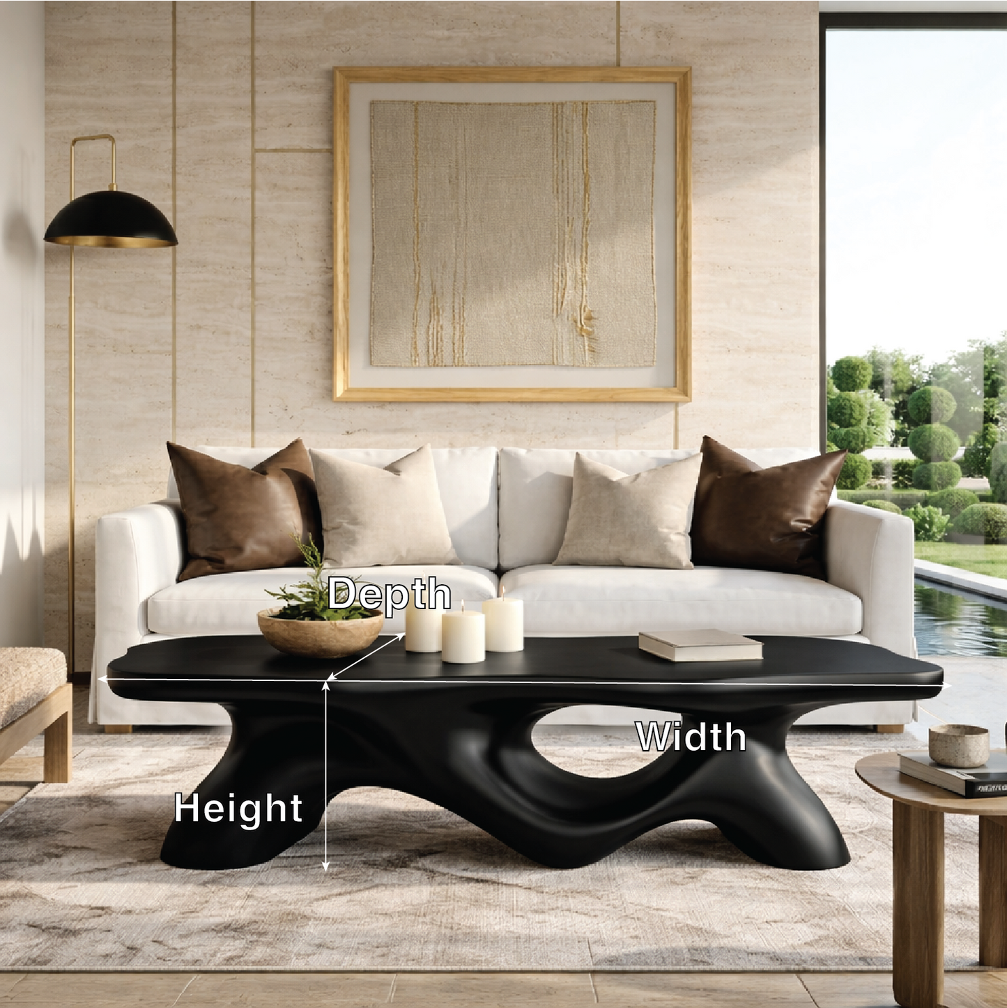 Unique Wooden Coffee Table with Curved Design for Living Room