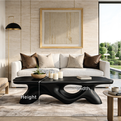 Unique Wooden Coffee Table with Curved Design for Living Room