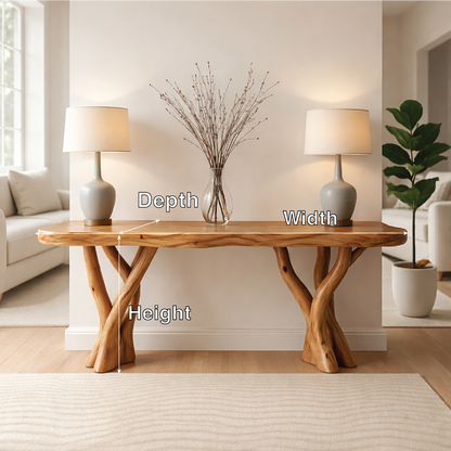 Rustic Solid Wood Console Table, Sculptural Branch Base Entryway Hallway Furniture Kitchnce