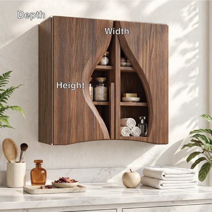 Floating Bathroom Cabinet, Modern Curved Wall Mounted Vanity Storage Organizer Unit