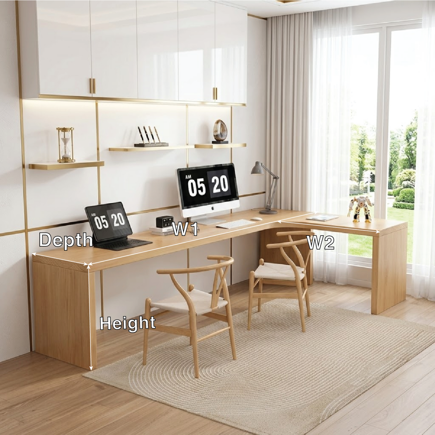 Modern Corner Desk with Dual Workstations for Office and Home Use