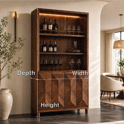 Modern Tall Wine Cabinet Bar Storage Glass Rack Freestanding Display Cabinet