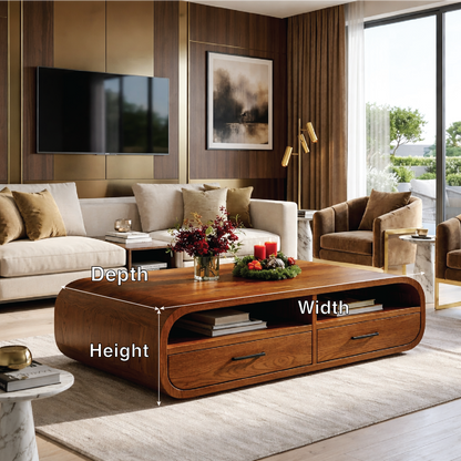 Modern Wooden Coffee Table with Drawers and Storage Space