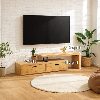 Modern Solid Wood TV Stand Minimalist Media Console Low Entertainment Center Cabinet Kitchnce