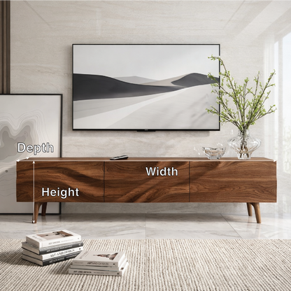 Solid Wood TV Stand, Natural-Grain Mid-Century Media Console Entertainment Center