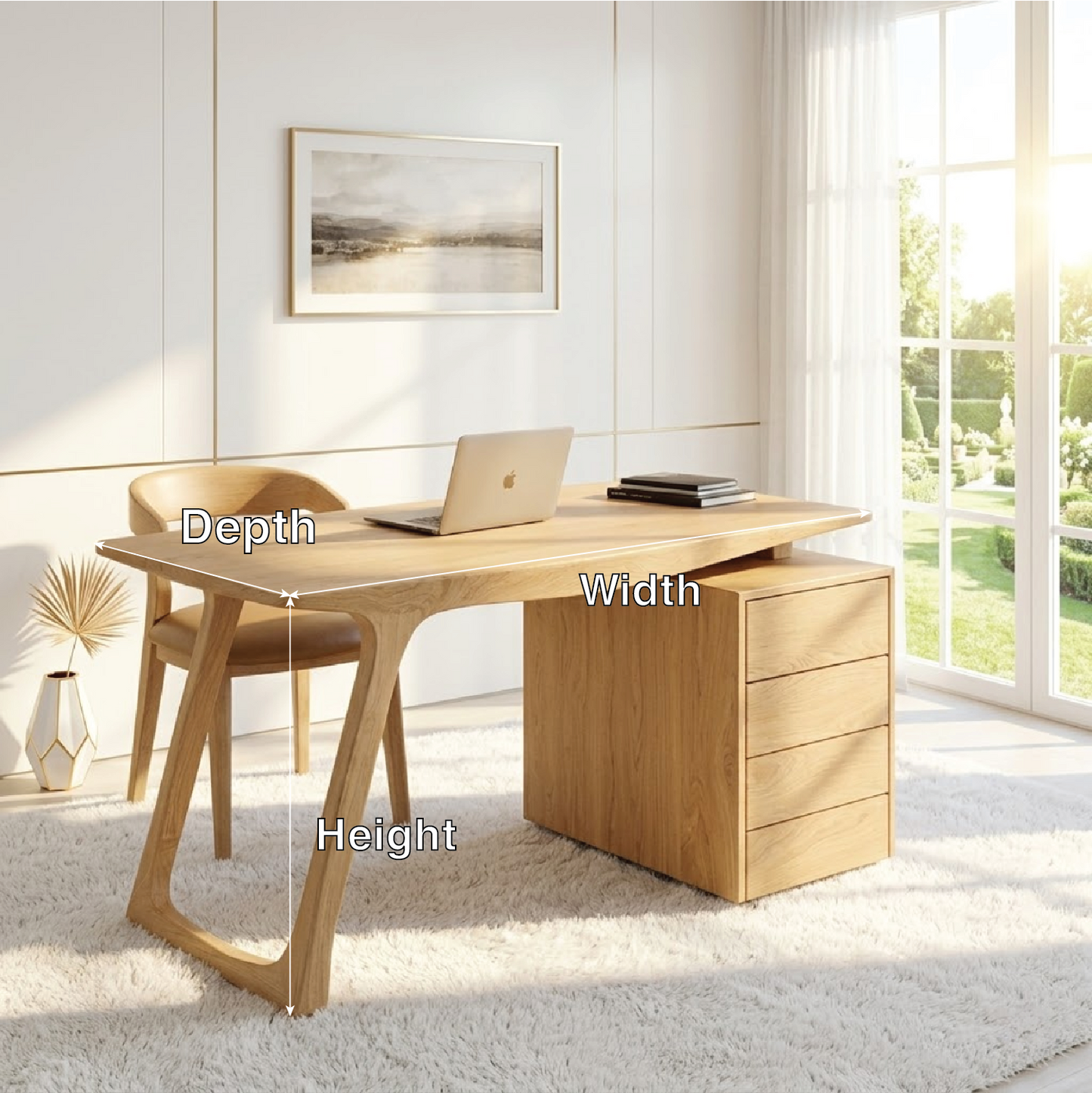 Modern Writing Desk with Drawers Minimal Home Office Work Table Elegant Design