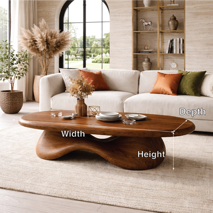 Modern Wooden Coffee Table with Elegant Curved Design