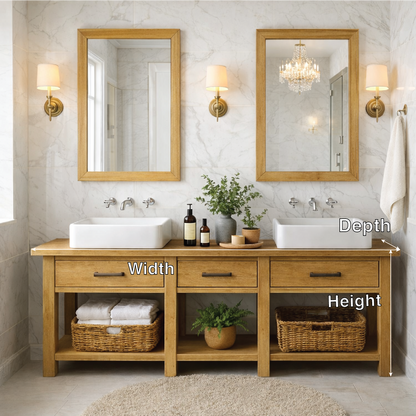 Modern Farmhouse Double Bathroom Vanity Cabinet Wood Vanity Base With Drawers Storage Kitchnce