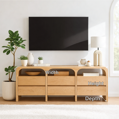 Modern Minimalist Wood TV Stand With Drawers Long Media Console Storage Cabinet Kitchnce