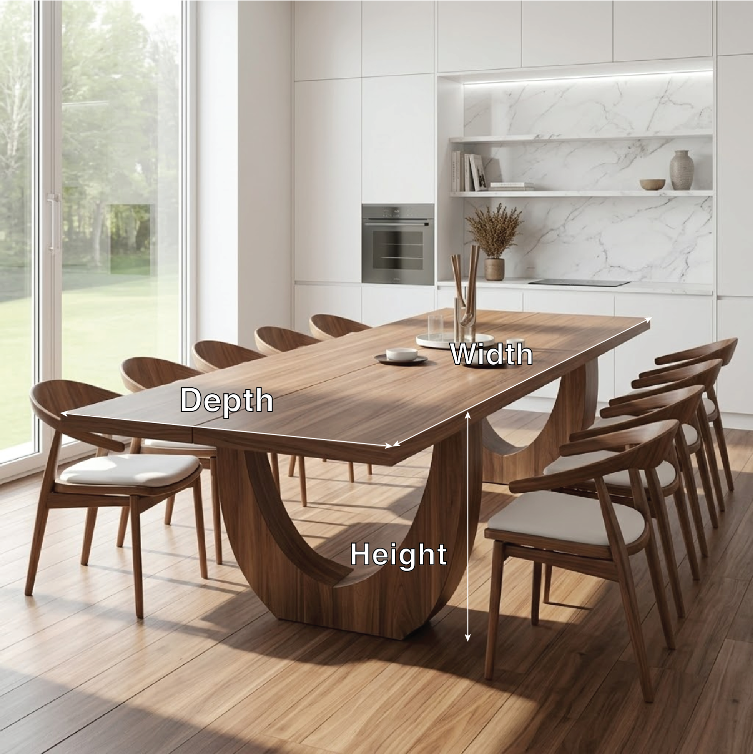 Modern Rectangular Dining Table Sculptural Base Large Dining Room Kitchen Table
