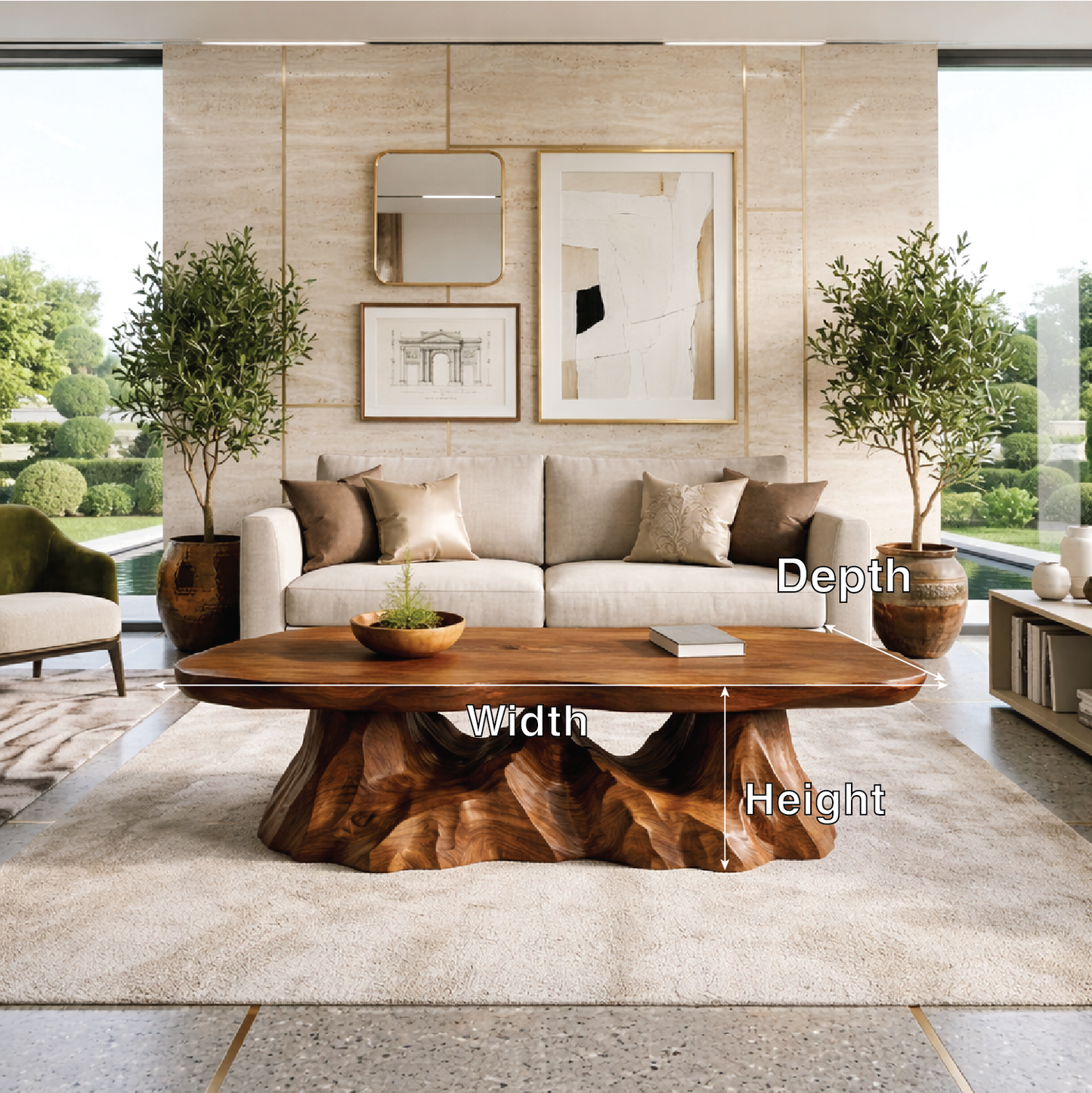 Sculptural Wooden Coffee Table with Unique Wavy Design